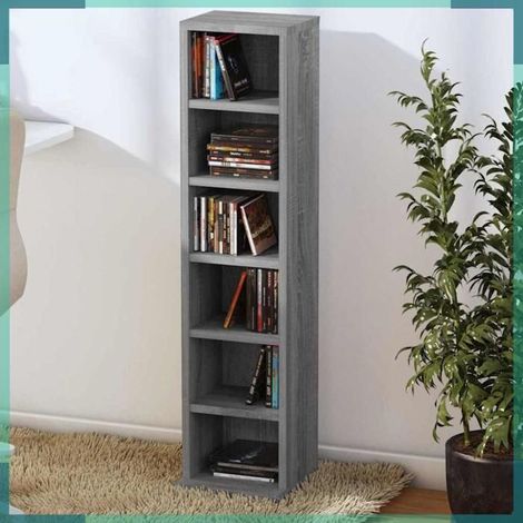 815073 Armoire à CD Sonoma gris 21x20x88 cm Bois d'ingénierie (1/5)