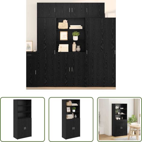 Hochregal - Highboard Schwarz Eichen-Optik 80 x 42,5 x 185 cm Holzwerkstoff (1/5)