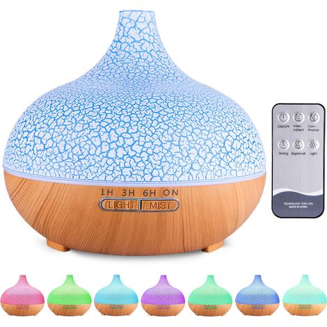 Diffuseur d'Huiles Essentielles 550ml Ultrasonique avec Télécommande, Humidificateur Aromathérapie Silencieux, 7 Lumières LED, Minuterie, Arrêt Auto (1/5)