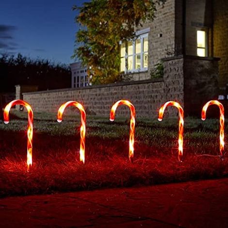 Set Of 6 Candy Cane Stake Lights (1/5)