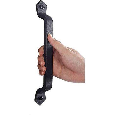Poignée de porte en fonte ancienne de 11 pouces d'épaisseur, solide, poignée de porte, poignée de porte de porte de grange, extérieur, garage, armoire, intérieur noir (1/5)