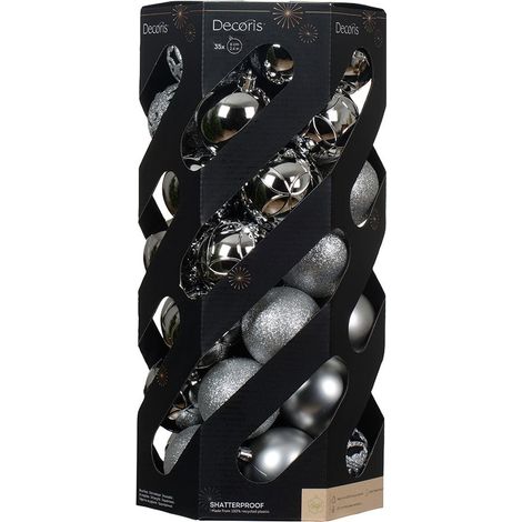 Bolas decoración árbol navidad ø6 cm, plata, caja 35 uds