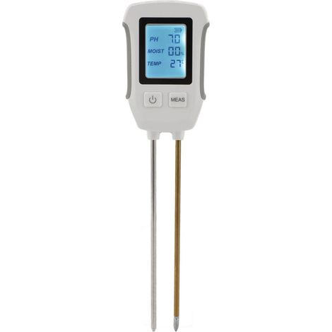 Testeur d'humidité du sol numérique à double sonde – pH-mètre haute précision – Plage pH 3-9 – Alimentation 3 piles AAA – Pour vergers et serres