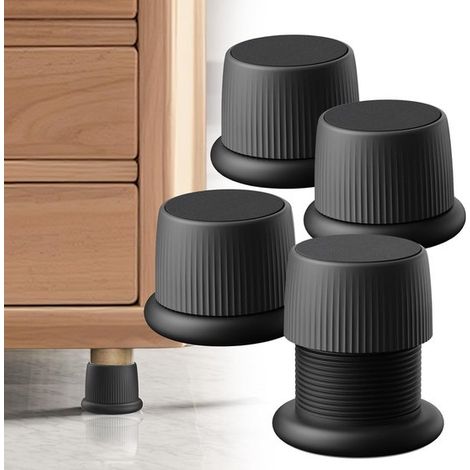 piezas, Elevadores de muebles ajustables, Elevadores de escritorio base antideslizante almohadilla goma, Elevadores patas mesa 4 6,3 cm, Negro (1/5)