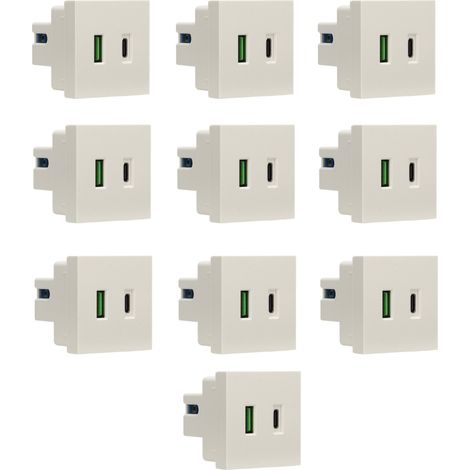 Ortviai Prise Murale USB-C Encastrable 45 mm, 10 Pièces, Charge Rapide 18 W, Compatible 110–240 V (1/5)