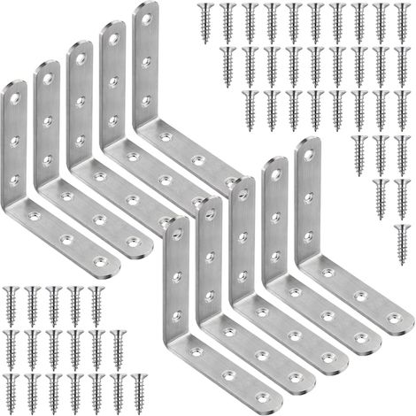 Équerre à angle droit, joint à 90 degrés, convient aux coins de table, aux pieds de chaise, etc. - comprend des vis, 100 x 100 mm, 10 pièces. (1/5)