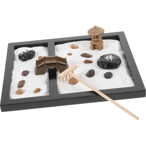Miniature Jardin Zen Décoratif avec Simulations De Mousse Pierres Accessoire De pour Bureau Et Maison pour Équilibrer Esprit (1/5)