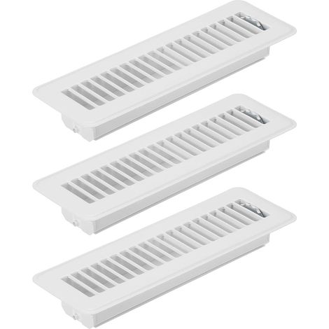 10 X 2 Pouces Grille de Sol, 3Pcs Couverture de Ventilation D'Air Robuste en Acier Réglable Décorative Facile à Ajuster Grilles de Sol pour Maison Bureau, Blanc (1/5)