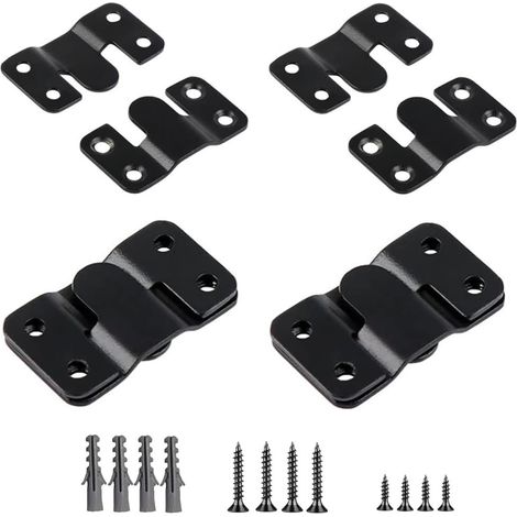 Lot de 8 paires (16 pièces) de supports encastrés, support de montage dissimulé, boucle de suspension emboîtable en inoxydable pour cadre photo (1/5)