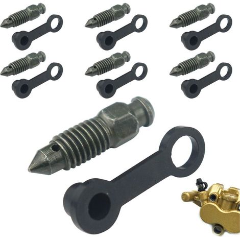14 Pcs Vis Purge D'étrier Frein, Alliage Zinc Vis Creuses avec Mamelon Capuchon Anti-Poussière pour Moto Vélo (M8 x 1.25 mm, Vert Militaire)