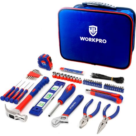 WorkPro WP209066 Jeu d'outils pour les bricoleurs, universelle, pour les techniciens en sacoche 100 pièces