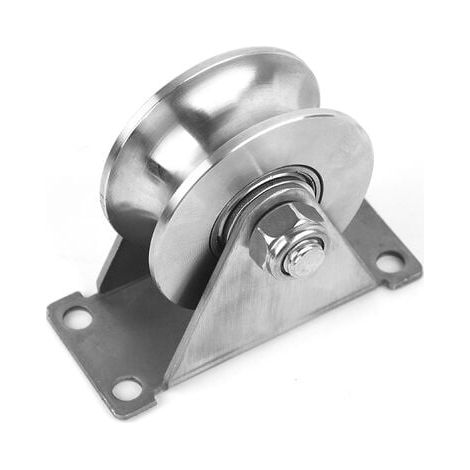 Groove Wheel Poulie Bloc de poulie en acier inoxydable Bloc de poulie simple super silencieux pour portail coulissant et câble métallique Roulement duplex amovible avec support (1/3)
