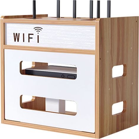 1 Boîtier de rangement, Bois naturel, Design double couche, Dissipation thermique, Pour salon et bureau (1/5)