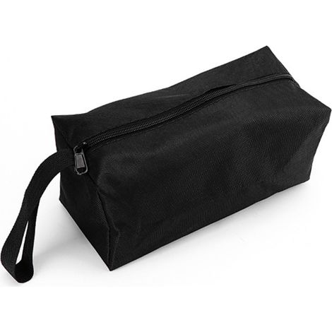 Sacoche à outils zippée multi-usages en tissu Oxford à large ouverture, pochette portable pour le rangement, noire (1/5)