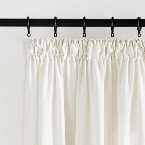 Lot de 2 Rideaux Voilage en Lin, Galon Fronceur, 140x220cm, Blanc Naturel, Pour Salon Chambre Cuisine