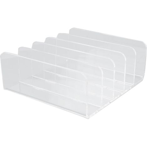 Organiseur de bureau en acrylique transparent à 5 compartiments, trieur de documents de bureau, porte-documents multifonction (1/5)