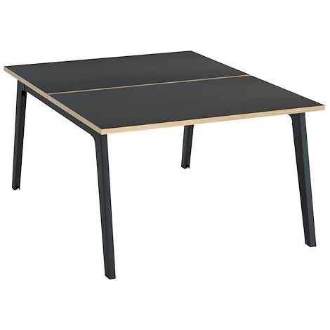 Pôle de 2 bureaux Exprim Carbone + goulotte L 120 cm piètement carbone - Maxiburo