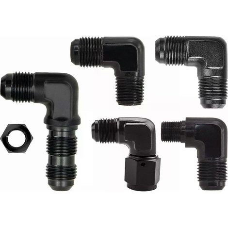 Für 1 Stück Aluminium 90 Grad AN6 auf AN6 verlängert AN6 Innengewinde AN6 1/8NPT 1/4NPT Schlauchverbinder Adapter Kraftstoffrohr schwarz eloxiert-JXLGV (1/4)