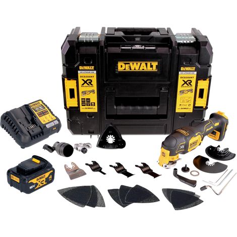 Multitool a batteria DeWalt DCS 356 M1T 18 V Brushless + 1 batteria da 4,0 Ah + caricabatterie + 20 accessori + TSTAK (1/5)