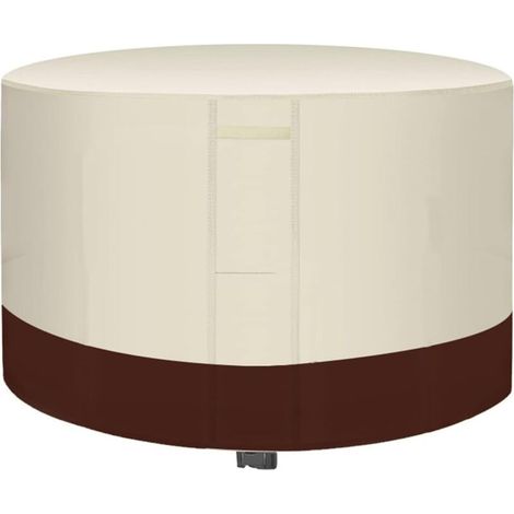 Housse de protection imperméable pour salon de jardin rond, tissu Oxford 420D, coupe-vent, protection UV, beige + marron 185 x 110 cm