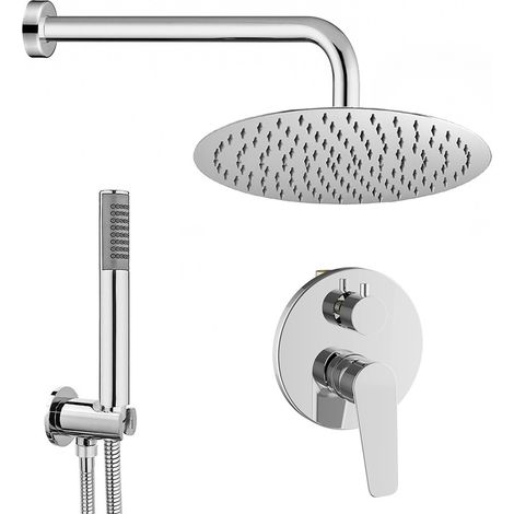 Set doccia incasso con braccio soffione e kit doccino acciaio cromo linea Vegas (1/5)