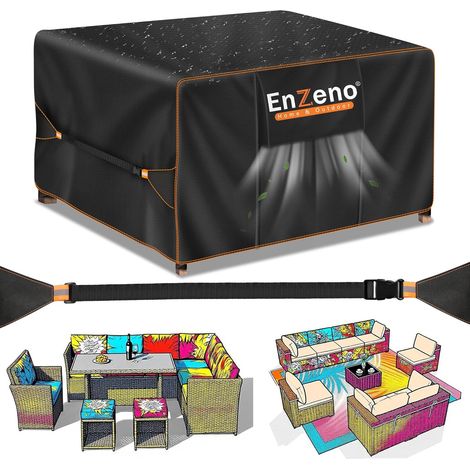 Housse Salon de Jardin Exterieur,Housse Table de Jardin Imperméable,420D Tissu Oxford ,Bache Protection pour Meubles avec évent(200x160x74cm) (1/5)