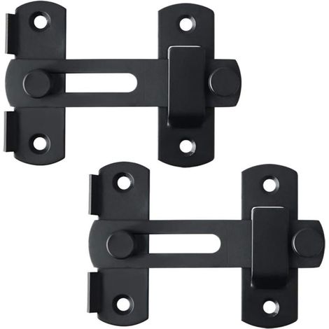 Verrou de porte coulissante à 180° - 2 pièces - Pêne dormant pour porte coulissante - Pêne coudé en acier inoxydable - Verrou de sécurité - Verrou antivol pour porte coulissante - Pour portes, fenêtre (1/5)