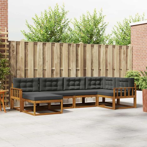 Outdoor-Sofagarnitur mit Kissen 6 pcs Natur und Anthrazit