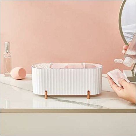 DEESSE SHOP - Qtip Holder, 3 compartiments de rangement pour cotons-tiges, distributeur de coton-tige, distributeur Q-tip pour cotons-tiges/cotons-tiges/œufs de beauté adaptés à la chambre, à la salle (1/5)