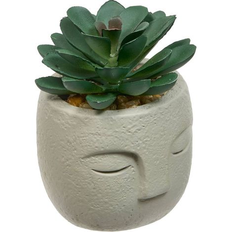 Plante artificielle Teri 9 cm avec Pot visage - Atmosphera créateur d'intérieur (1/5)