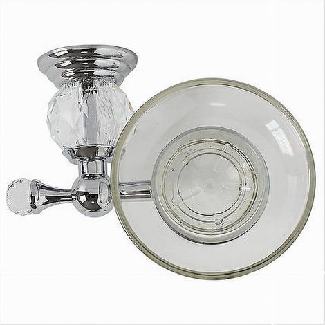 TRADE SHOP - Porta Sapone Saponetta Con Piattino Vetro Montaggio A Parete Bagno Crystal 52823 - (1/3)