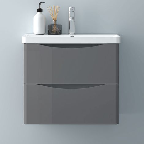 Waschbeckenunterschrank,Anthrazit, mit Waschtisch,59x50x34.5cm