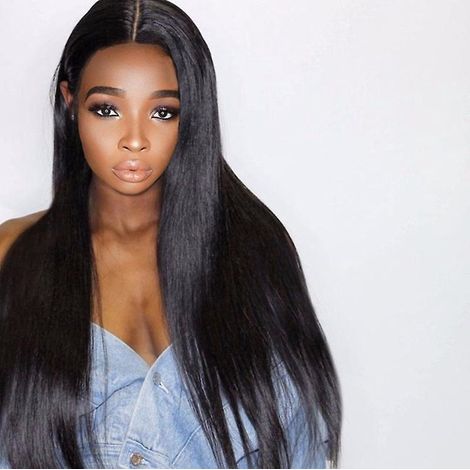 Schwarze, mittellange, glatte Perücke, schwarze lange, glatte Perücke, schwarze Perücke (1/5)