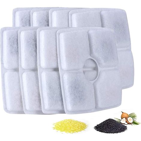 Filtres de rechange pour fontaine pour animaux de compagnie 84 oz/2,5 L Distributeur d'eau automatique pour chien Résine échangeuse d'ions et charbon actif de noix de coco pour fontaine d'eau pour cha (1/5)