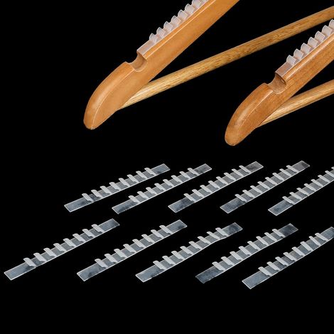 Lot de 228 poignées antidérapantes pour cintres en bois, en caoutchouc transparent avec ailettes de 7 x 0,7 cm, bandes adhésives pour cintre à vêtements (1/5)