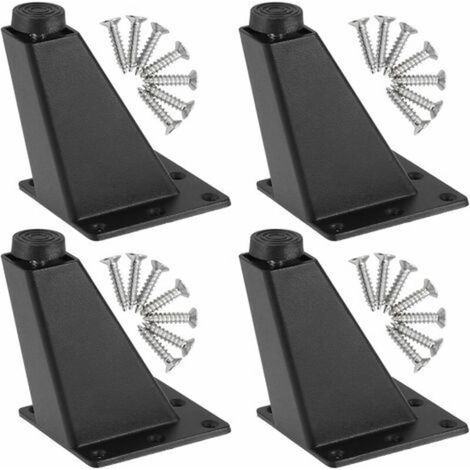 Lot De 4 Pieds De Meubles Réglables, Pieds Triangulaires Réglables De Meubles De Cuisine De Jambes De Meubles D'alliage D'aluminium, Pieds De Table De Bureau De Bar De Petit-Déjeuner, Noir