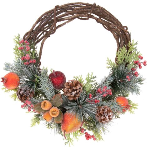 Corona con frutta Ø46 cm naturale e sintetico per decorazioni (1/2)