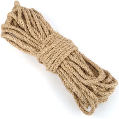 Corde de chanvre - 8 mm x 20 m - Corde en jute naturelle - Corde de jute pour jardin, bricolage, artisanat, emballages et décoration (1/5)