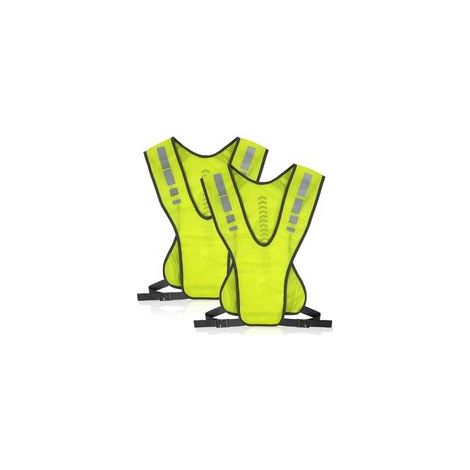 Gilet de Sécurité Réfléchissant et Réglable avec Poche, Haute Visibilité pour Running, Vélo et Jogging, Gilet Vert Fluorescent Respirant - 2 Pièces (Homme/Femme/Enfant) (1/5)