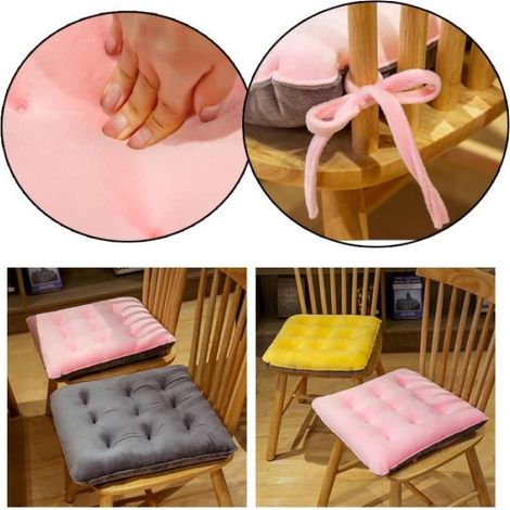 Lot de 4 Coussin de Chaise Coussins de Siège, Carré Coussin de chaise en peluche cristal, avec un design coloré, 40 x40cm,Bleu (1/4)