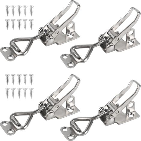 4Pcs Loquet à Bascule Acier Inox Loquet de Serrage Fermeture Capot Fermeture a Levier Capacité de Rétention 100kg 220lbs Menuisier Sauterelles Bascule Pince Réglable pour Armoire Porte (1/5)