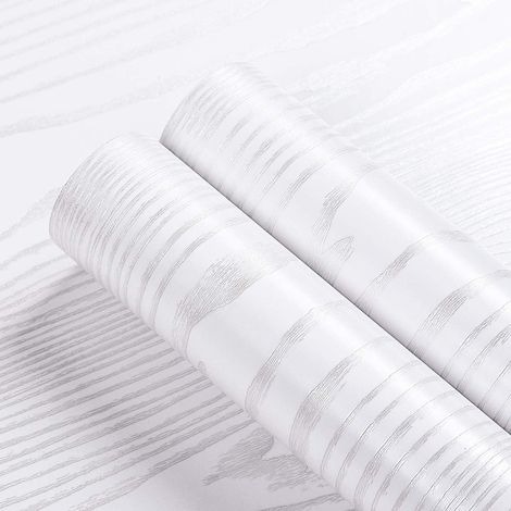 Papier Peint Adhésif avec Grain Blanc de Bois de 40CM5M Stickers Meubles Bois Blanc Décoratif Autocollant Amovible Rouleau Adhésif pour Meuble Chambre Salon Cuisine Porte Table (1/5)