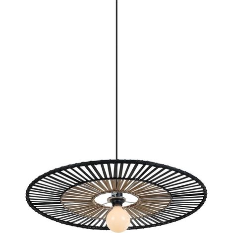 Suspension Luminaire D400 Pour Ampoule LED E27 Bambou Noir ZAMBELIS (1/2)