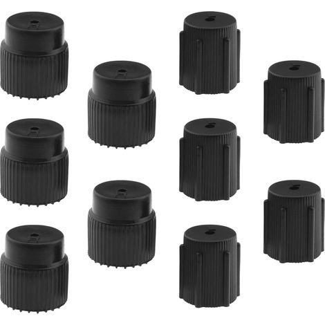 SG Store Lot de 10 bouchons de valve de rechange compatibles avec les systèmes de climatisation R134a AC - Capuchons de port de charge ABS noir (1/5)