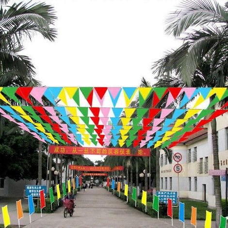 Guirlande de fanions triangulaires colorés de 80 m pour bannières et fêtes (1/4)