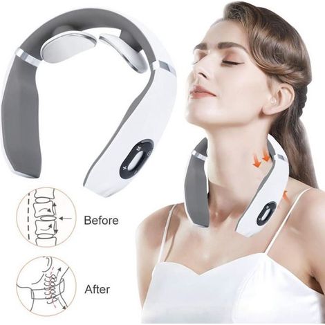 Masseur Cervical Intelligent - - 6 Modes de Massage par Impulsions Rechargeable - Blanc