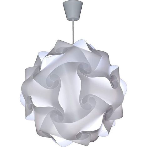 Lustre à suspension Ø30 cm blanc – Abat-jour en polypropylène incassable – Câble réglable 60 cm – Ampoule LED E27 12W incluse (1/3)