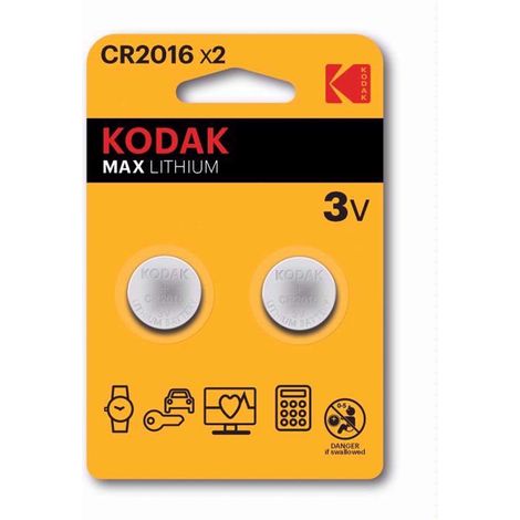 Batteria Kodak Max Lithium CR2016 3V 2pz Pile Bottone Litio DL2016 (1/3)