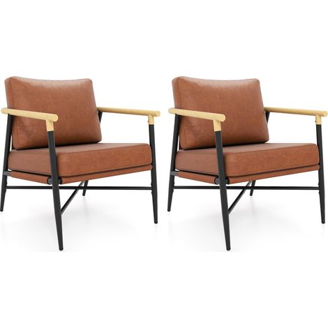 Brauner Lounge-Sessel aus Kunstleder mit abnehmbaren Kissen