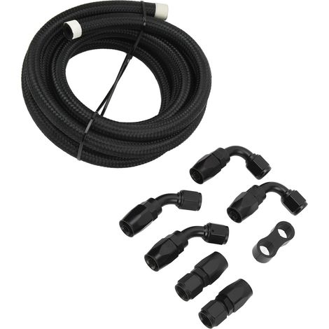 Tuyau Carburant 3 Mètres Kit AN6 Raccords Aluminium Tresse Nylon pour Liquide Refroidissement Diesel Huile Hydraulique (1/5)